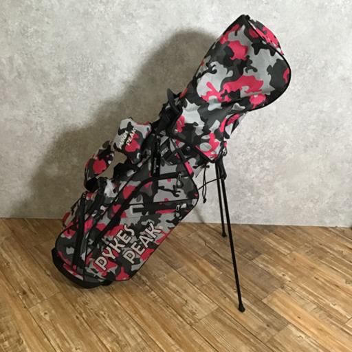 【美品】PYKES PEAK キャディーバッグ　ゴルフ（スタンド式）カモピンク