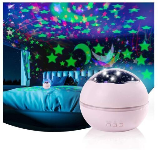 【新品・未使用】プラネタリウム 家庭用 寝かしつけ スタープロジェクターライトベッドサイドライト 授乳常夜灯 2種類投影フィルム 360度回転 多色変更可能 輝度調節 USB＆電池兼用 クリスマスプレゼント おもちゃ女の子 (ピンク)