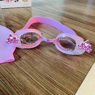 美品　水泳　帽子　メガネ　ピンクの画像