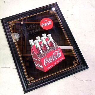 コカコーラ パブミラー 47×58cm レトロ シンプルデザイン 木製 壁掛け