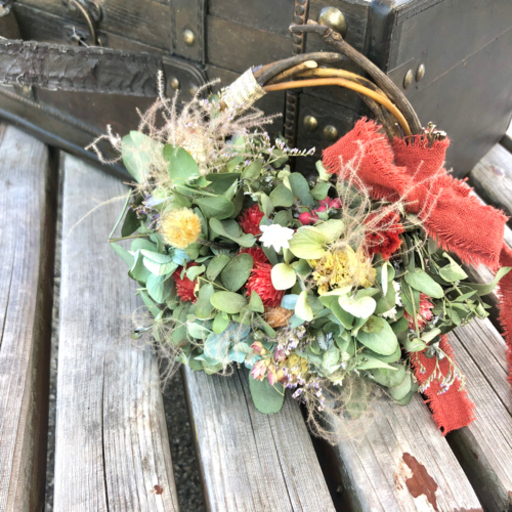 受注制作ユーカリと紫陽花と花々のリース2