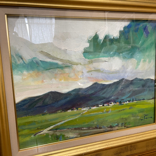 絵画 風景画 画家不明 サイン入り 額縁入りの画像