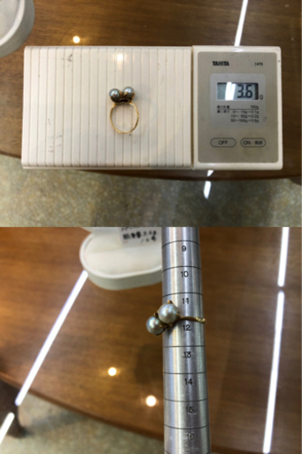 真珠リング k18 パール ダブル 総重量3.6g