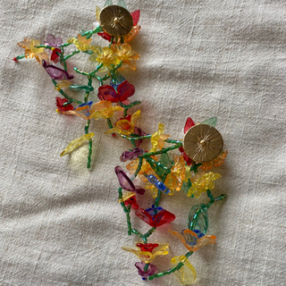 ZARA風　マルチフラワービーズピアス　レトロの画像