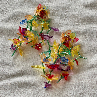 ZARA風　マルチフラワービーズピアス　レトロ