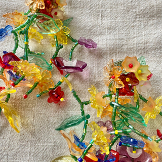 ZARA風　マルチフラワービーズピアス　レトロの画像