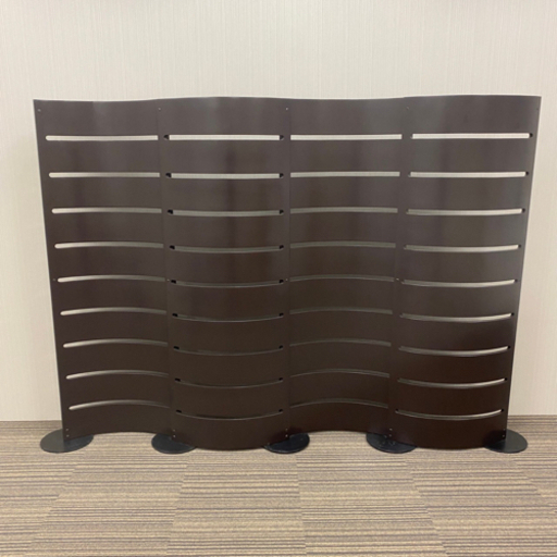 カーブウッドパーテーション 波型パーテーション 間仕切り スクリーン 木目 4枚組