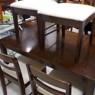 ■中古品 ダイニング５点セット ダークブラウン◎