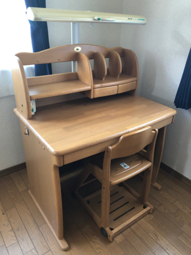 ナラ材天然木　学習机