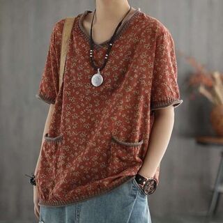 【新品】レディースTシャツ　リネン風　Mサイズ