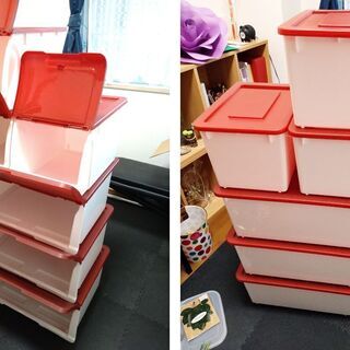 ニトリ　収納ケース　Nフラッテ本体+フタセット「 レギュラー×3セット」「ハーフ×3セット」の画像