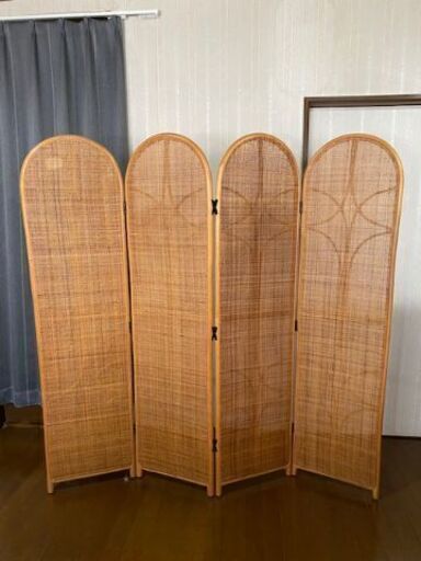 ついたて　パーテーション　屏風　籐製　サロンでの目隠し等に