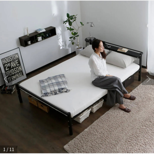 さいど値下げしました！【ダブルベッド マットレス付き】☆使用期間1年 