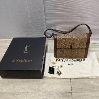 YVES SAINT LAURENT (YSL) イヴサンローラン ロゴ金具 リザード×レザー ショルダーバッグ 　JRAタグ 　ヴィンテージ