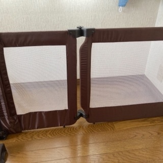 おくだけとおせんぼ　スマートワイド　ベビーゲート　日本育児　ブラウンの画像