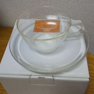 カップ＆ソーサー　　耐熱ガラスカップ　　ハリオ