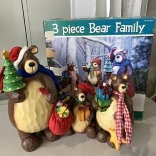 0912-029 クリスマスオブジェ　3ピースベアファミリー