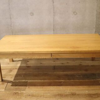 【無印良品】引き出し付きローテーブル　オーク材　リビングテーブル 無印良品(MUJI)の人気のオーク無垢材 ローテーブルです！引出し付