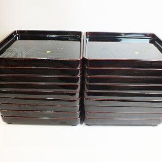 【苫小牧バナナ】アンティーク 木製漆器 会席膳 18客 二度塗り...