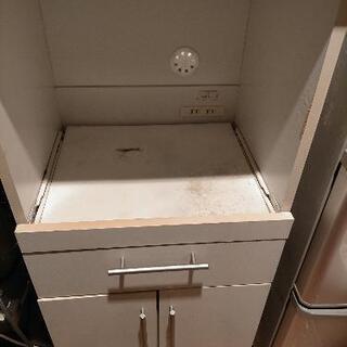 小さな食器棚(前後キャスター) 引出し2つ ホワイト