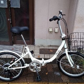 LOOP'S [ループス]20吋 折り畳み自転車 外装6段/ホワイトxシルバー