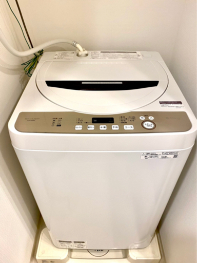 【使用1年/2020年製】全自動洗濯機 SHARP 6kg 穴なし槽タイプ(節水・黒カビブロック) (乾燥機能:風乾燥のみ)
