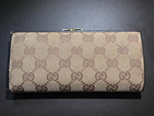 【正規品】綺麗難あり。GUCCIグッチ。がま口長財布。GGキャンバス。GGボンボリ。グッチ財布。