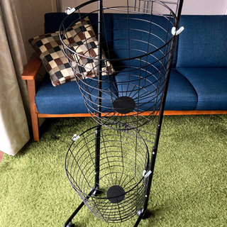 【値下げしました】【片手で持ち帰り可能】ランドリーバスケット　洗濯カゴ　2段　キャスター付き　山善の画像