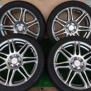 【引き取り限定】社外アルミ&スタッドレスタイヤ(4本セット） 17×7J +48 PCD100 5H MICHELIN X-ICE  215/45R17