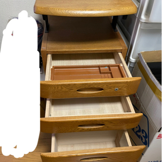 天然木ローラ付き三段収納棚　※16日までの画像