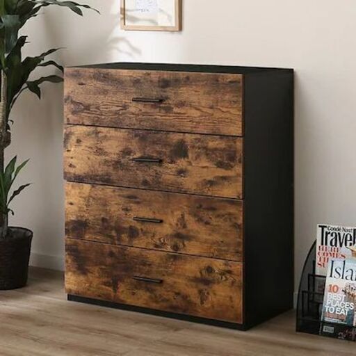 【タンス・衣装収納・チェスト】お洒落ヴィンテージ・アンティーク風 | 幅79×奥行39×高さ91cm