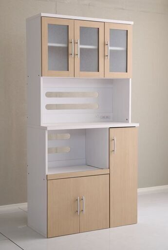 【撮影サンプル新品未使用品】　大容量食器棚　色：オーク