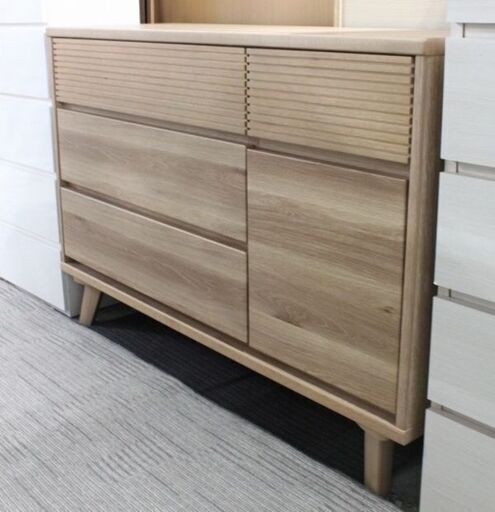 サボナ ローチェスト ホワイトオーク 幅120 リビング ダイニング 寝室 衣類収納 シギヤマ家具 収納家具 中古家具 店頭引取歓迎 R4064)