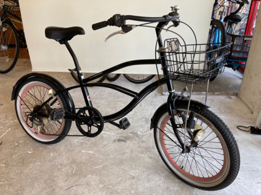 【20インチ】ビーチクルーザー　6段変速　ブラック