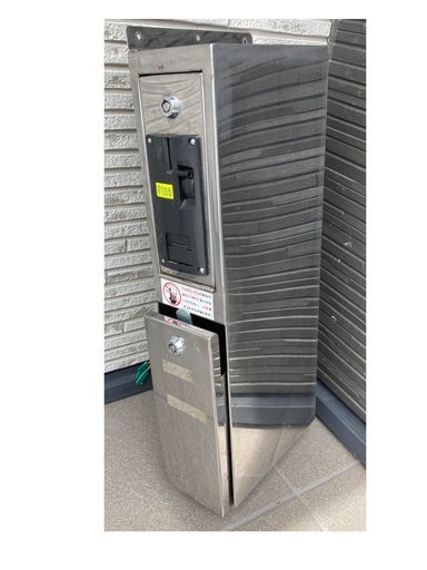 新品注文可能  パチスロ アミューズ用 中古 ステンレス製 コインボックス 鍵付 コインセレクター付  スロット 横付け