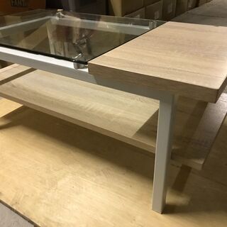木製 ローテーブル 座卓 コーヒーテーブル 一部ガラス天板 おしゃれ 幅80cm×奥行40cm×高さ34cmの画像