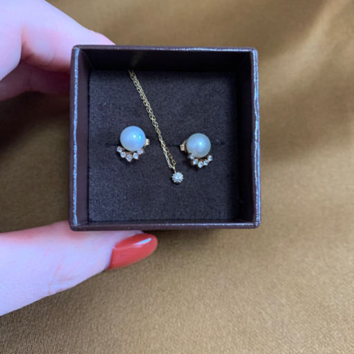 agete＊*ダイヤネックレス＆パールピアス＊*