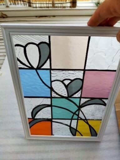 ステンドグラスパネル　花のモチーフ