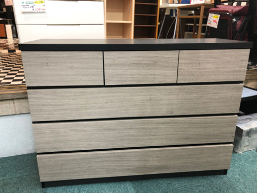 【リサイクルサービス八光　田上店　配達・設置OK】4段チェスト　グレー木目＆ブラック