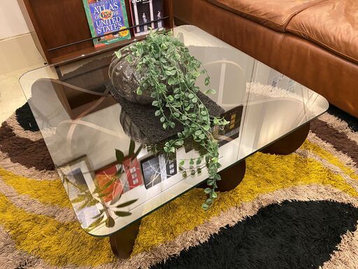 オシャレな家具を探すなら『オトワリバース！』MATRIX TABLE AndrewTye デザイナーズ家具 センターテーブル リビングテーブル ガラス天板 ブラウン 中古品