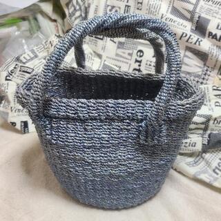 【美品】ブルーの小さめかごバッグ