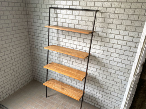 【アイアン×古材】立て掛け式シェルフ 棚 什器 ラック 廃材