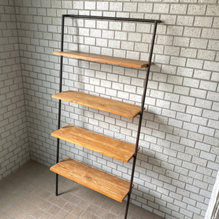 【アイアン×古材】立て掛け式シェルフ 棚 什器 ラック 廃材