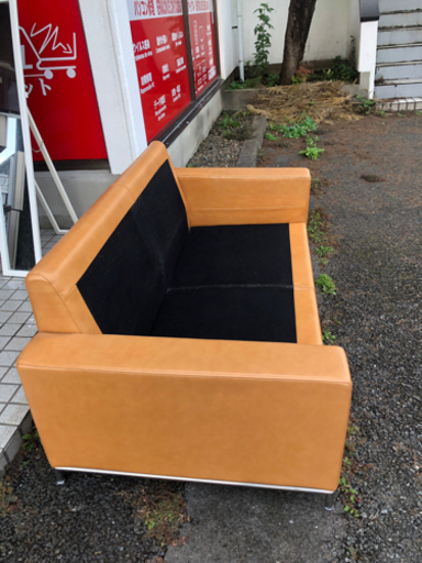 ソファー ソフトレザー 3人掛け クッション付 肘付き