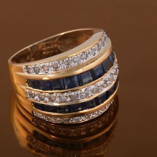 K18 サファイア・ダイヤモンド 指輪 品番r20-404の画像