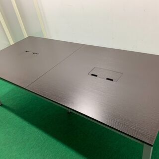 中古　アールエフヤマカワ　W2100　ミーティングテーブル　天板　木目ブラウン　龍ヶ崎倉庫の画像