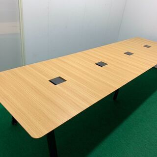中古 プラス　W3610 大型ミーティングテーブル　天板ナチュラル　龍ヶ崎倉庫