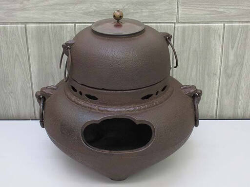 茶道具 風炉釜 茶釜 鉄瓶 蓋付 錆あり 茶道具 錆びない釜 風炉釜