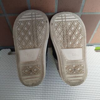 しまむら 13cm チェック 黒 キッズ 子供靴 スニーカー 子供 男女兼用 　の画像