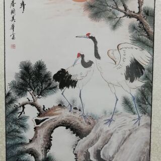 掛け軸　鶴　特殊工芸品　送料無料の画像